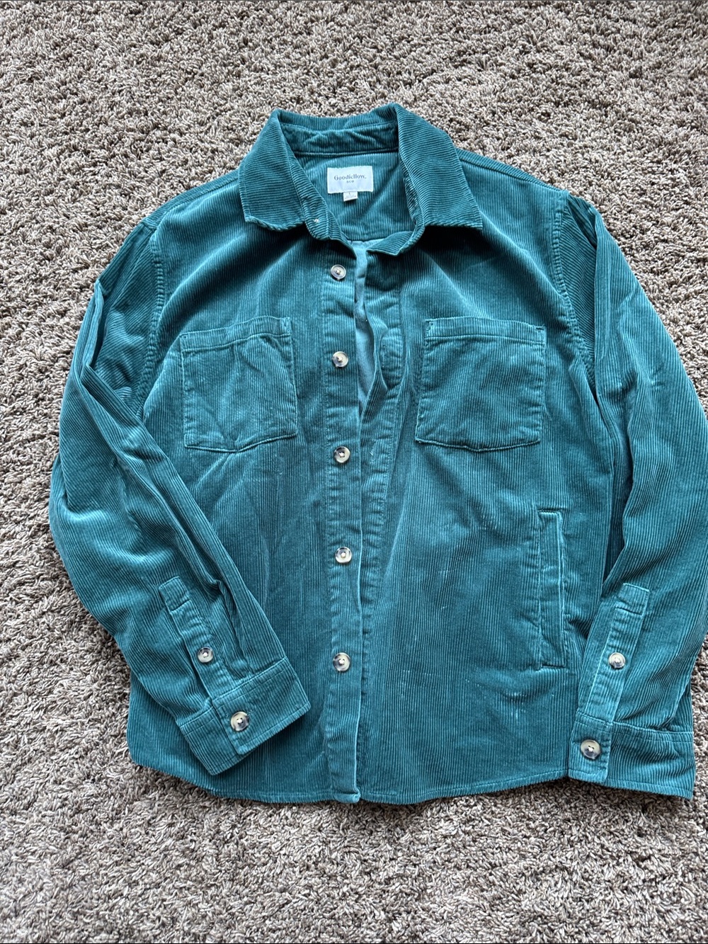 Goodfellow & Co Teal Corduroy Button-Up Shirt